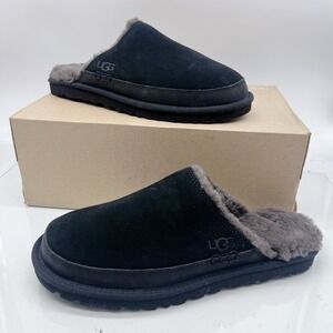 UGG Leisure Nomad Men's Casual Slippers Comfort Black Suede Shearling Lined US 9